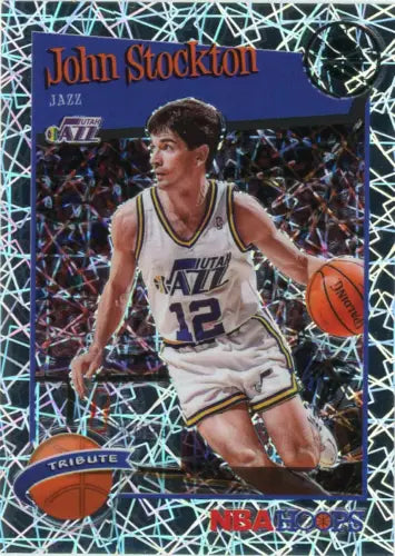 John Stockton 2019-20 Hoops Premium Stock Silver Laser basketball card NM-MT