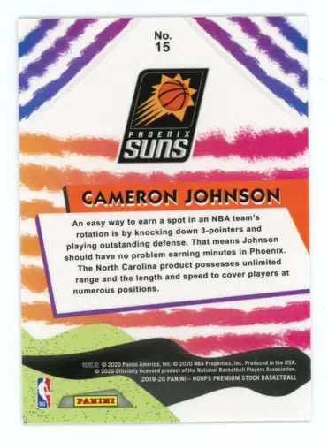 Cameron Johnson basketball card from 2019-20 Hoops Premium Stock, Phoenix Suns NM-MT