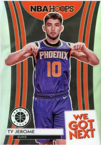 Ty Jerome basketball card from 2019-20 Hoops Premium Stock We Got Next Holo #24