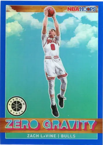 Zach LaVine basketball card from 2019-20 Hoops Premium Stock Zero Gravity Blue