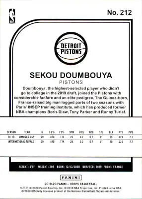 2019-20 Hoops Winter Sekou Doumbouya Rookie card for Detroit Pistons in NM-MT condition