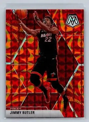 Jimmy Butler basketball card from 2019-20 Mosaic #130 in Reactive Orange style