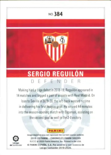 Sergio Reguilon Rookie 2019-20 Panini #384 Sevilla FC Soccer Card NM-MT