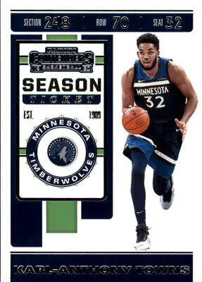 2019-20 Panini Contenders #54 Karl-Anthony Towns Minnesota Timberwolves trading card