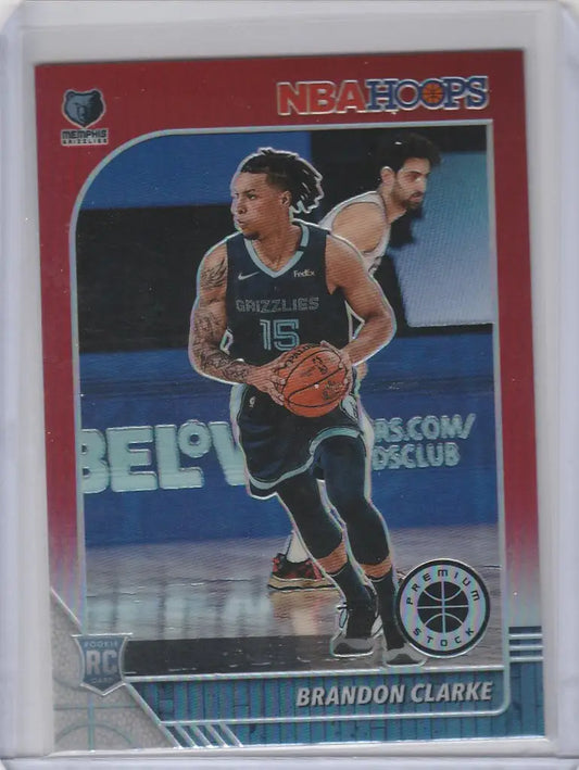 Brandon Clarke Memphis Grizzlies dribbling on 2019-20 Panini Hoops Premium trading card