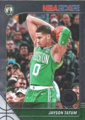 Jayson Tatum basketball card from 2019-20 Panini Hoops Premium Stock with original gloss