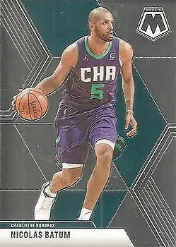 Basketball card of Nicolas Batum from 2019-20 Panini Mosaic, Charlotte Hornets