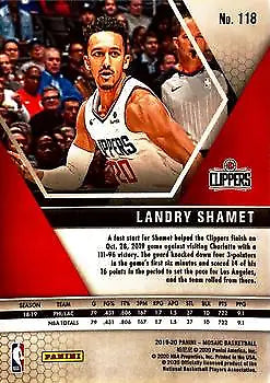 2019-20 Panini Mosaic #118 Landry Shamet Los Angeles Clippers Basketball Card