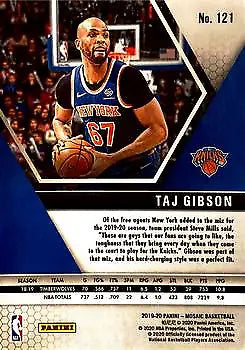 Taj Gibson 2019-20 Panini Mosaic basketball card featuring New York Knicks design