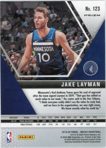 Jake Layman 2019-20 Panini Mosaic Mosaic #123 Minnesota Timberwolves Card NM-MT