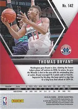 2019-20 Panini Mosaic card featuring Thomas Bryant of the Washington Wizards