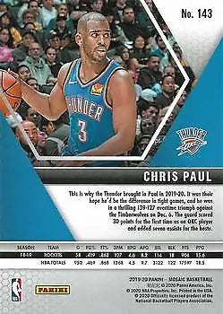 Basketball player in light blue Oklahoma City Thunder jersey number 3 from Panini Mosaic