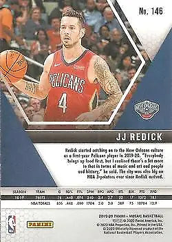 JJ Redick basketball card from 2019-20 Panini Mosaic featuring New Orleans Pelicans