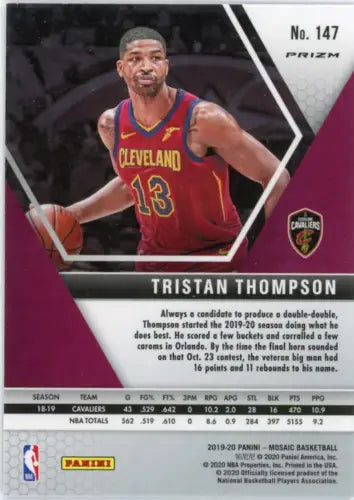 Tristan Thompson 2019-20 Panini Mosaic card featuring the Cleveland Cavaliers