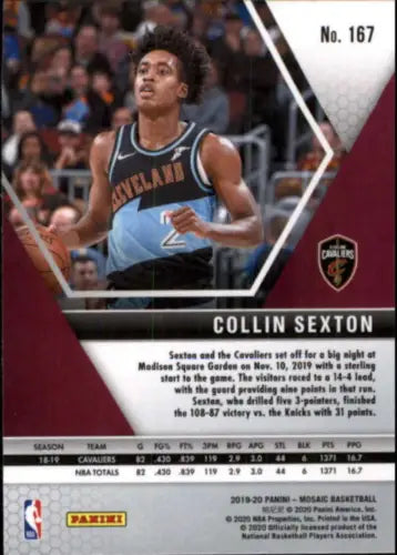 2019-20 Panini Mosaic Collin Sexton Cleveland Cavaliers Basketball Card NM-MT