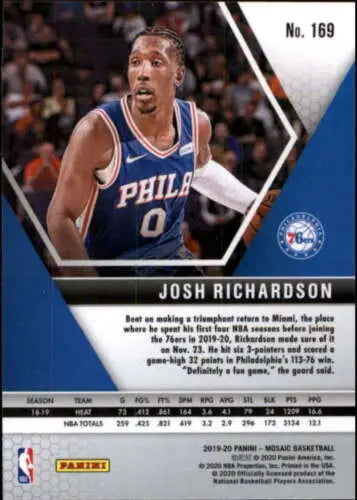 Josh Richardson 2019-20 Panini Mosaic #169 basketball card with original gloss finish