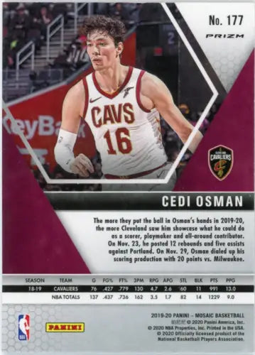 Cedi Osman 2019-20 Panini Mosaic Mosaic #177 Cleveland Cavaliers Basketball Card