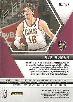 Cedi Osman 2019-20 Panini Mosaic card featuring Cleveland Cavaliers star player