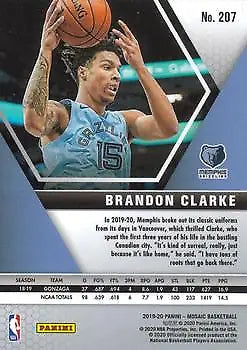 2019-20 Panini Mosaic Brandon Clarke Rookie Memphis Grizzlies Basketball Card