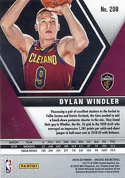 Dylan Windler basketball card from 2019-20 Panini Mosaic, Cleveland Cavaliers rookie