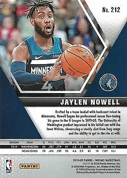 Basketball trading card of Jaylen Nowell, 2019-20 Panini Mosaic, Minnesota Timberwolves