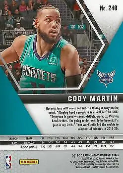 Cody Martin 2019-20 Panini Mosaic Rookie Card for Charlotte Hornets NBA fans