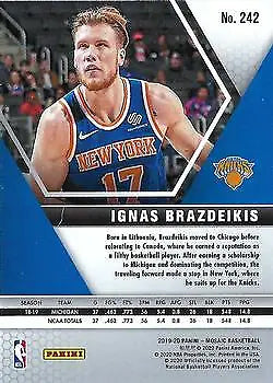 2019-20 Panini Mosaic Ignas Brazdeikis Rookie card New York Knicks NM-MT condition