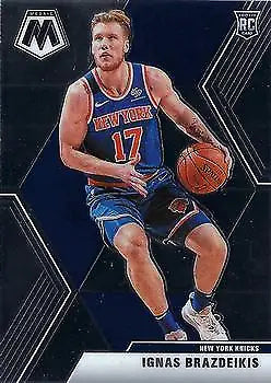 Ignas Brazdeikis rookie card from 2019-20 Panini Mosaic, New York Knicks NBA