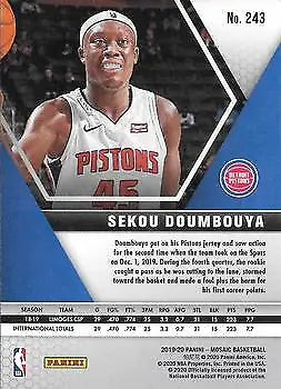 Sekou Doumbouya basketball card from 2019-20 Panini Mosaic, Detroit Pistons Rookie