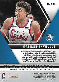 2019-20 Panini Mosaic #245 Matisse Thybulle Rookie card Philadelphia 76ers NBA NM-MT