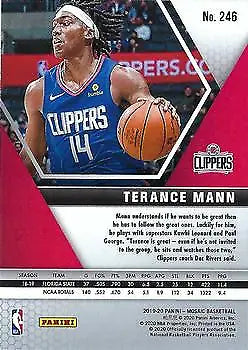 Terance Mann Rookie Card from 2019-20 Panini Mosaic Los Angeles Clippers NM-MT