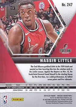 2019-20 Panini Mosaic #247 Nassir Little Rookie Portland Trail Blazers Basketball Card