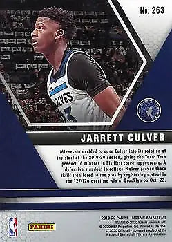 Jarrett Culver 2019-20 Panini Mosaic Rookie Debut basketball card for Timberwolves