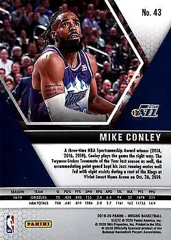 Mike Conley 2019-20 Panini Mosaic NBA Basketball Card Utah Jazz NM-MT