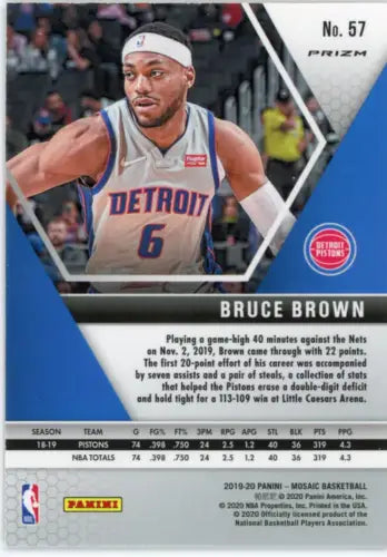 Bruce Brown basketball card from 2019-20 Panini Mosaic Zach Collins collection