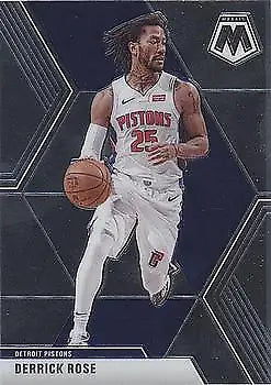 Derrick Rose 2019-20 Panini Mosaic basketball card featuring Detroit Pistons design