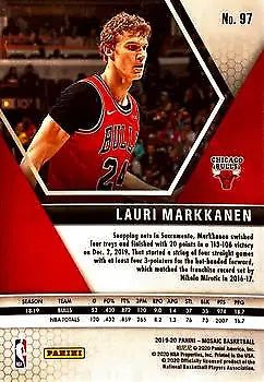 Lauri Markkanen 2019-20 Panini Mosaic basketball card featuring Chicago Bulls design