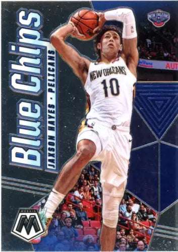 Jaxon Hayes 2019-20 Panini Mosaic Blue Chips basketball card New Orleans Pelicans NM-MT