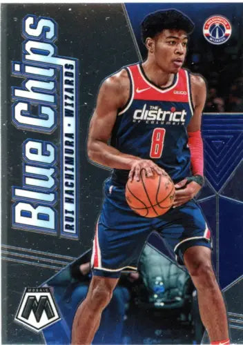 Rui Hachimura basketball card from 2019-20 Panini Mosaic Blue Chips series