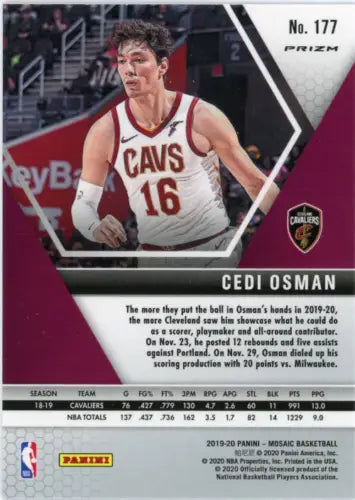 Cedi Osman basketball card from 2019-20 Panini Mosaic Blue Reactive set