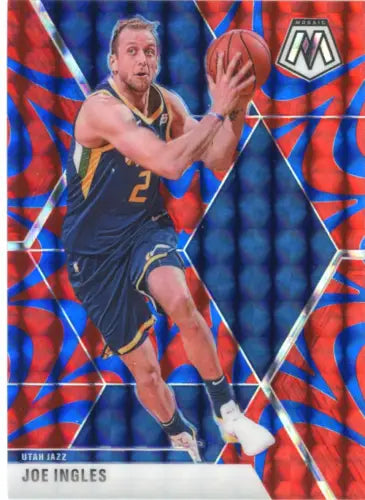 Basketball card of Joe Ingles from 2019-20 Panini Mosaic Blue Reactive collection