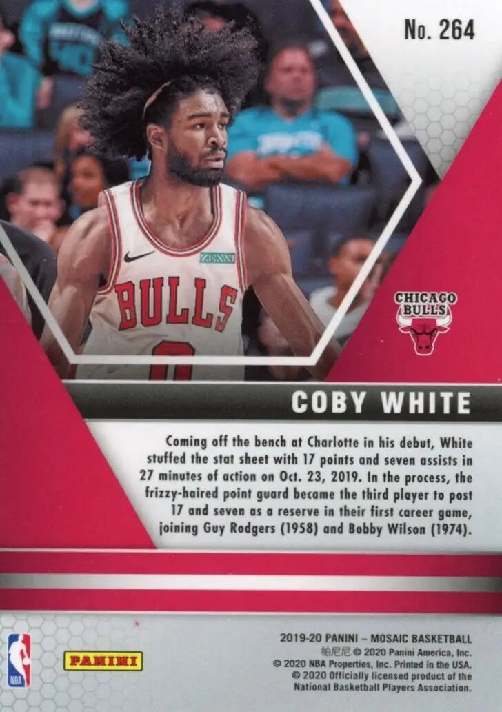 Coby White Rookie NBA Debut Basketball Card 2019-20 Panini Mosaic Chicago Bulls #264