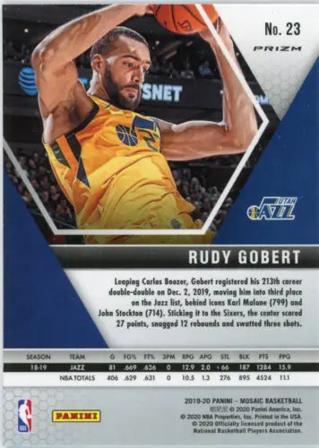 Rudy Gobert 2019-20 Panini Mosaic Green Basketball Card Utah Jazz NBA NM-MT