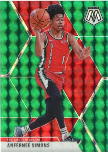 Anfernee Simons 2019-20 Panini Mosaic Green basketball card for Portland Trail Blazers