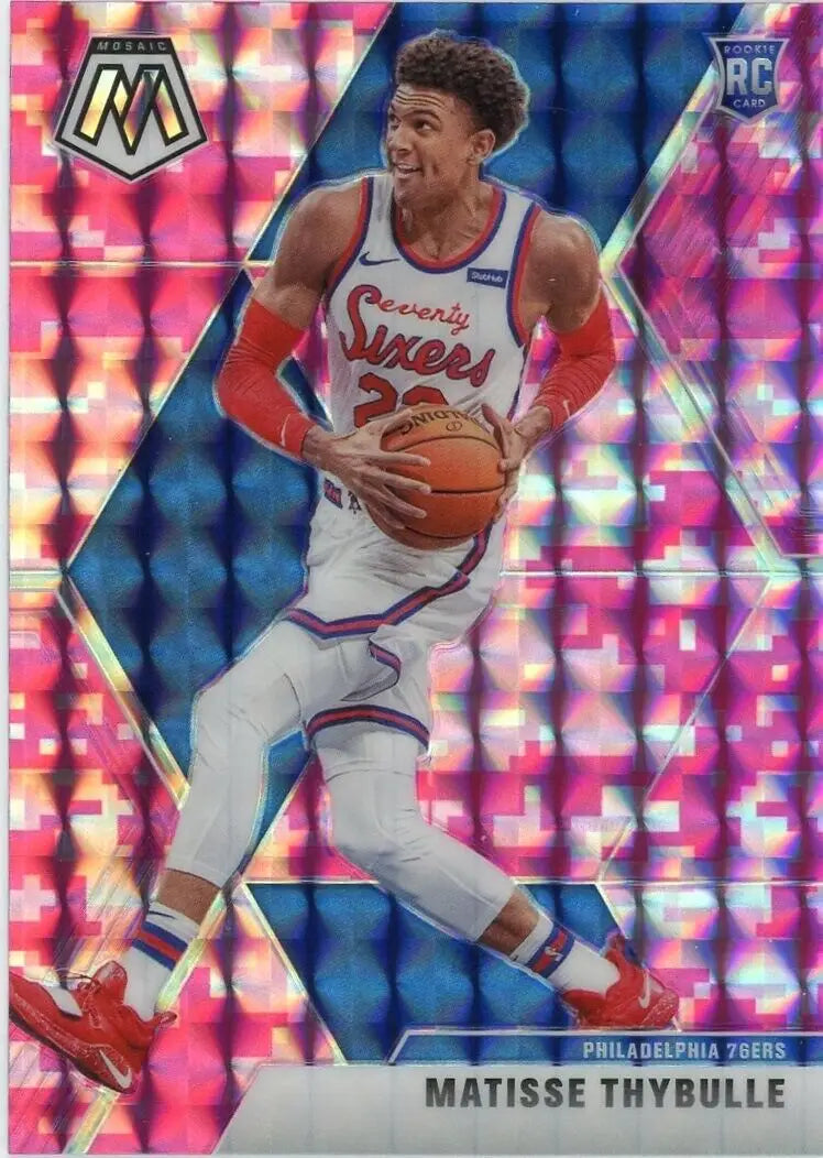 Matisse Thybulle Rookie Pink Camo Basketball Trading Card from 2019-20 Panini Mosaic