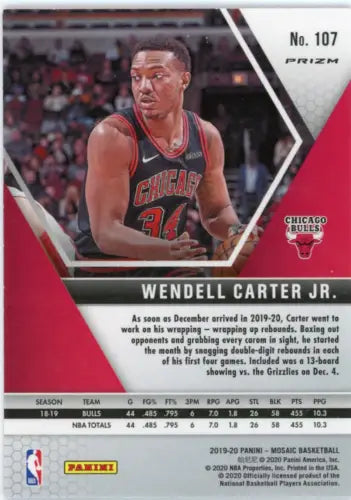 Wendell Carter Jr. 2019-20 Panini Mosaic Orange Reactive basketball card for collectors