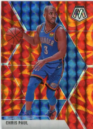 Chris Paul basketball card from 2019-20 Panini Mosaic Orange Reactive Oklahoma City Thunder