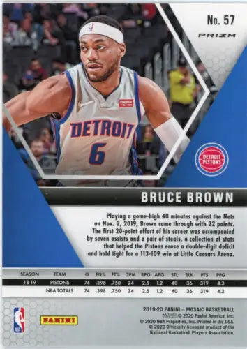 2019-20 Panini Mosaic Orange Reactive #57 Bruce Brown Detroit Pistons basketball card