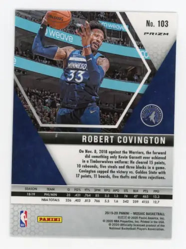 2019-20 Panini Mosaic Pink Camo Robert Covington Timberwolves Basketball Card NM-MT