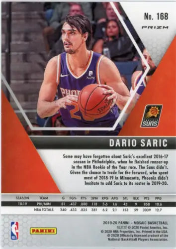 Dario Saric 2019-20 Panini Mosaic Pink Camo Basketball Card Phoenix Suns NM-MT